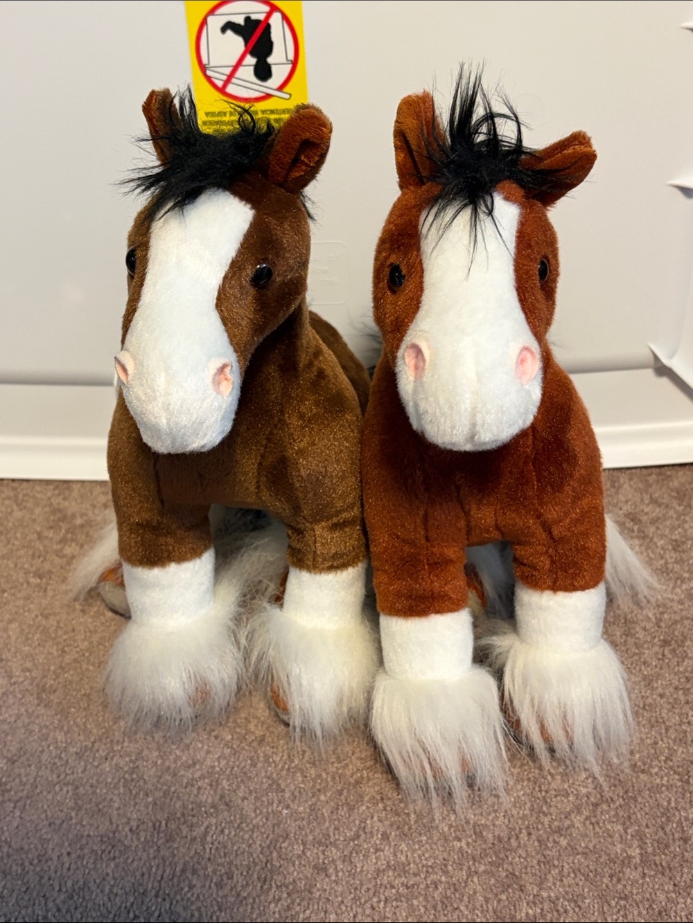 Plush Brown & Chestnut Horse Toy Pair - Soft Stuffed Pony